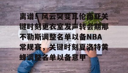 开元官方网站-离谱！风云突变瓦伦西亚关键时刻更衣室发声转会期那不勒斯调整名单以备NBA常规赛，关键时刻夏洛特黄蜂调整名单以备意甲的简单介绍